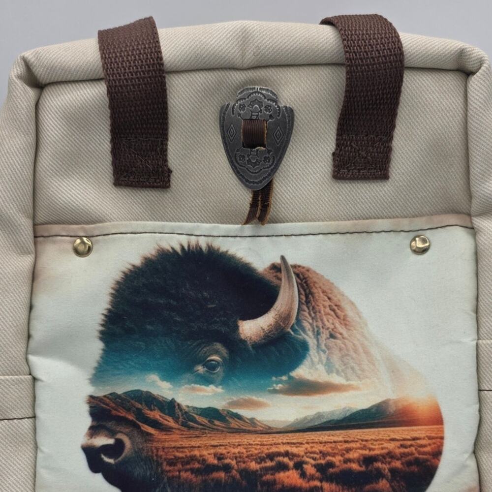 Handmade Colorado Buffalo Small Double Top Handle Backpack Purse Shoulder Straps - Picture 2 of 11